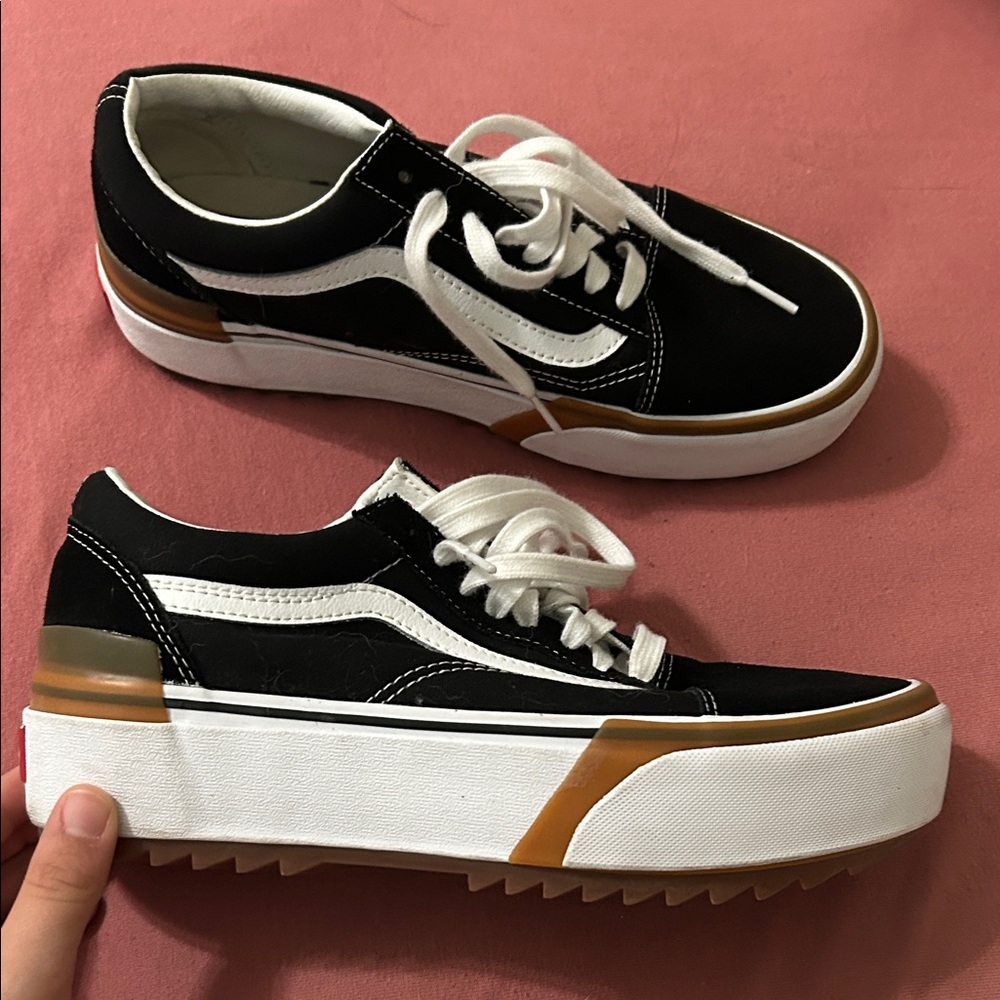 Vans Black and White Platform Sneakers